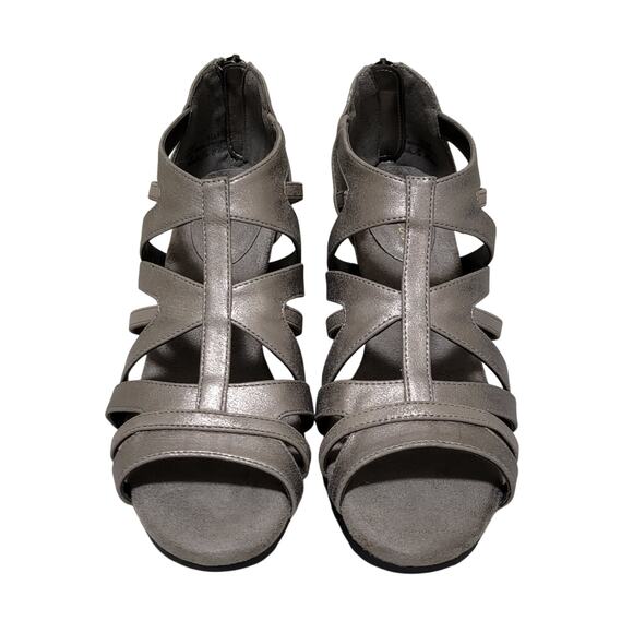 Easy Street Women Amaze Caged Strappy Sandals Size US 8.5M Pewter Metallic - Picture 2 of 5